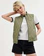 COACH®,LEATHER QUILTED VEST,Leather,Green,Scale View