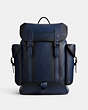 COACH®,HITCH BACKPACK,Glovetanned Leather,X-Large,Deep Blue,Front View