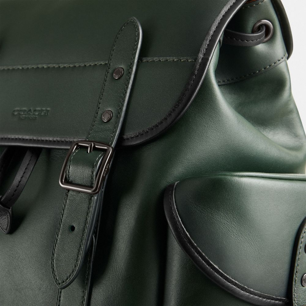 Buy Coach Hitch Leather Backpack, Green Color Men