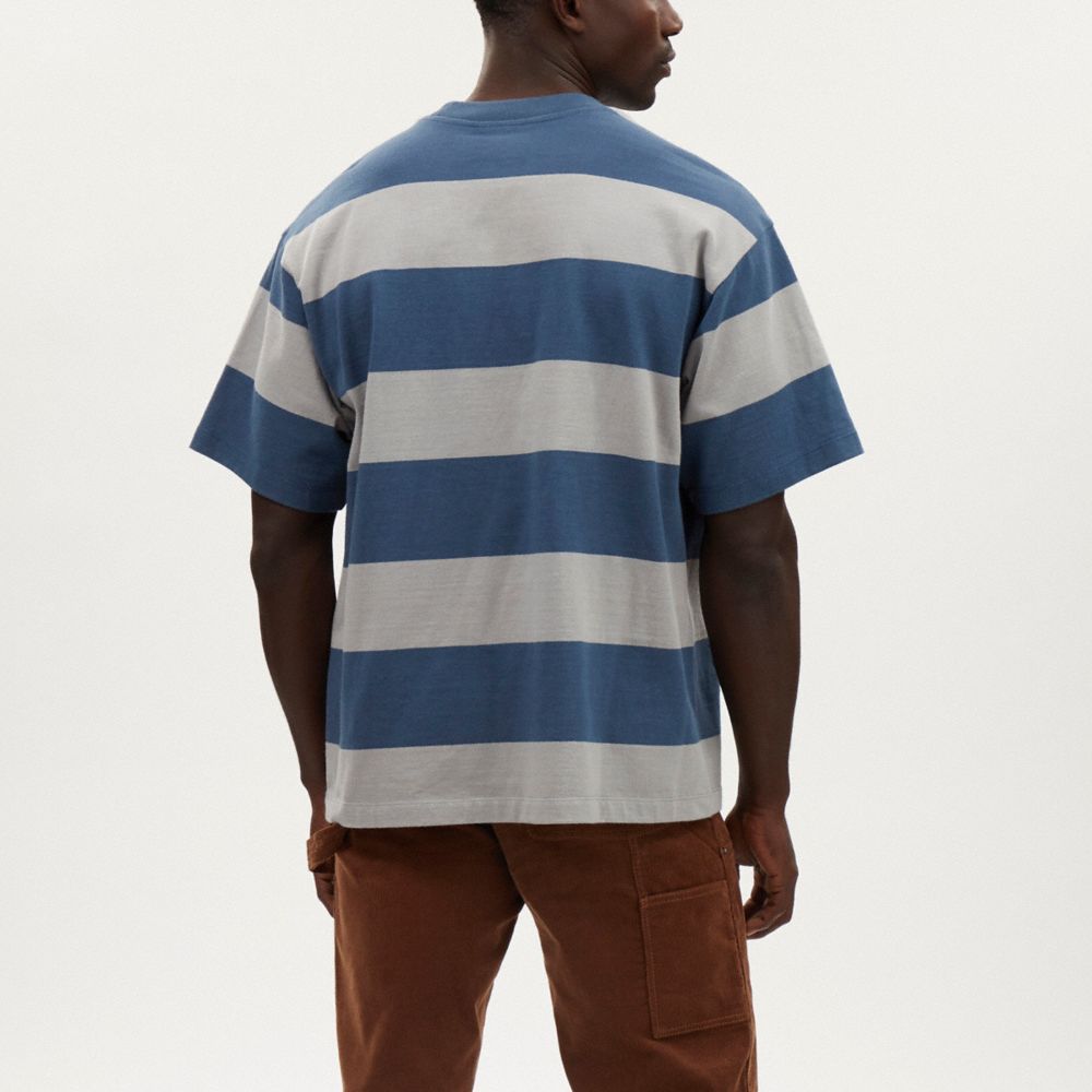 COACH®,ラグビー ストライプ Tシャツ,トップス&パンツ,ﾌﾞﾙｰﾏﾙﾁｶﾗｰ
