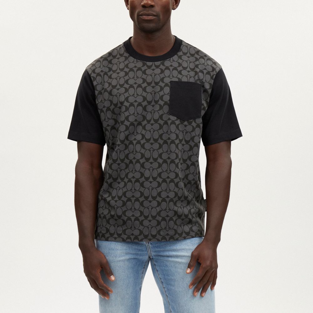 COACH®,SIGNATURE T-SHIRT IN ORGANIC COTTON,Charcoal Signature,Scale View