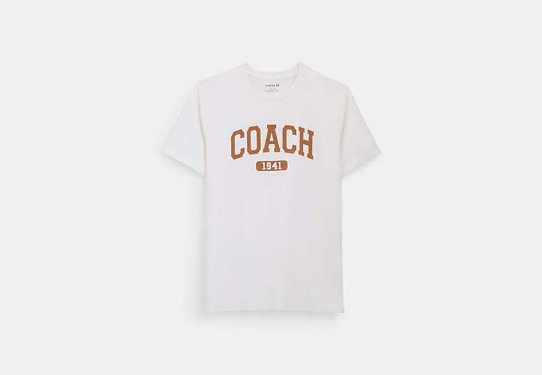 Coach Outlet Varsity T-shirt In Organic Cotton In Ivory
