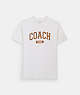 COACH®,VARSITY T-SHIRT IN ORGANIC COTTON,cotton,Ivory,Front View
