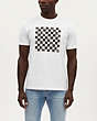 COACH®,CHECKERBOARD T-SHIRT IN ORGANIC COTTON,cotton,Black And White,Scale View
