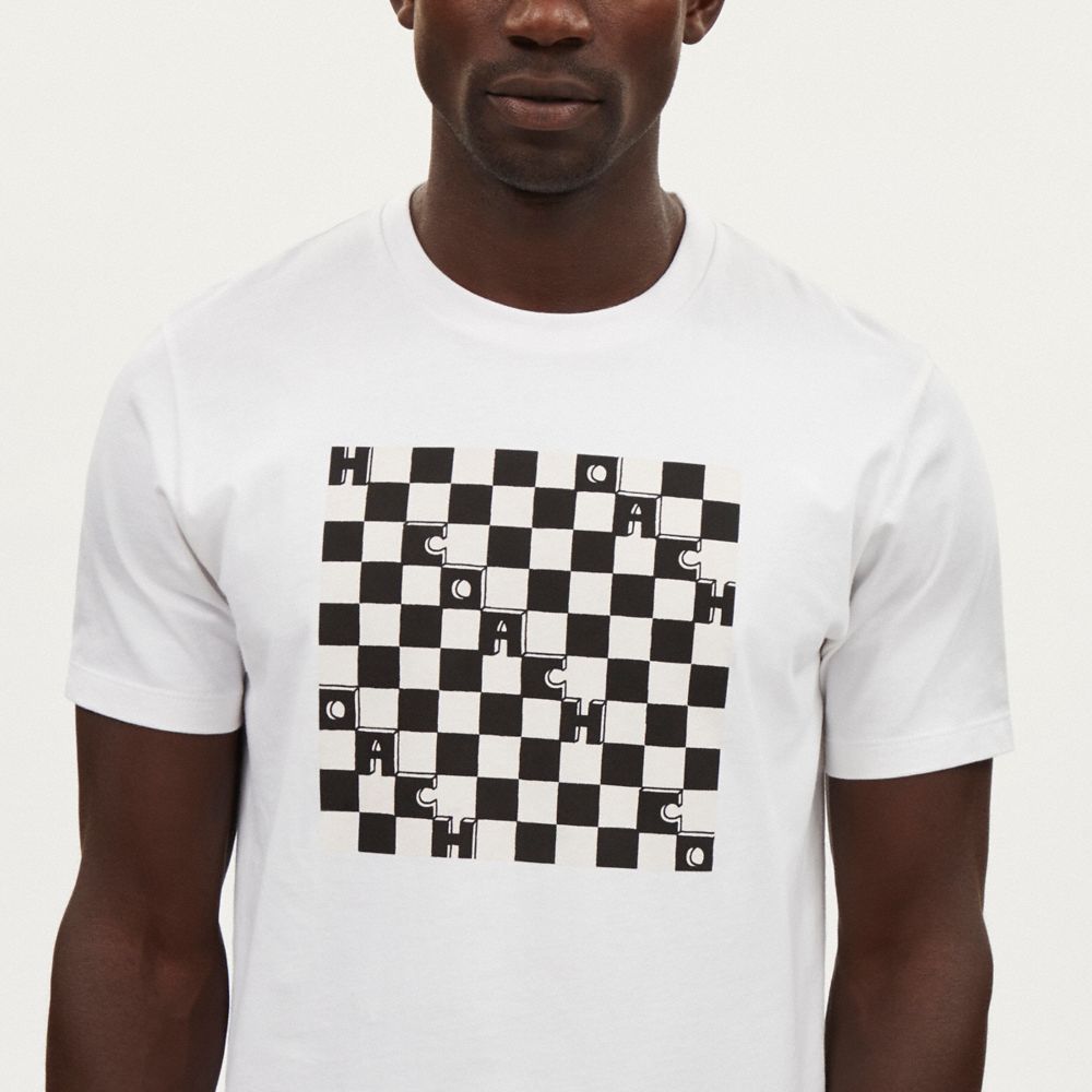 T shirt damier en coton biologique