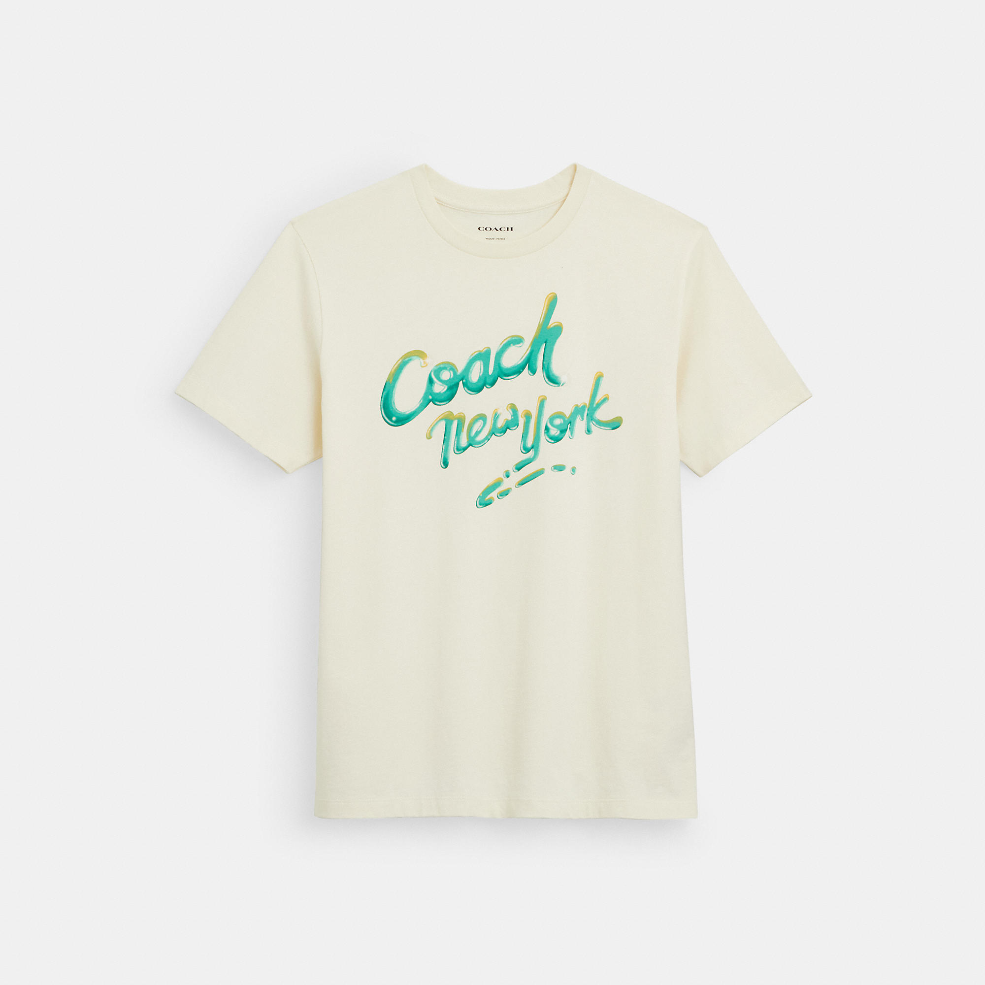 Coach New York T-shirt In Organic Cotton In Beige