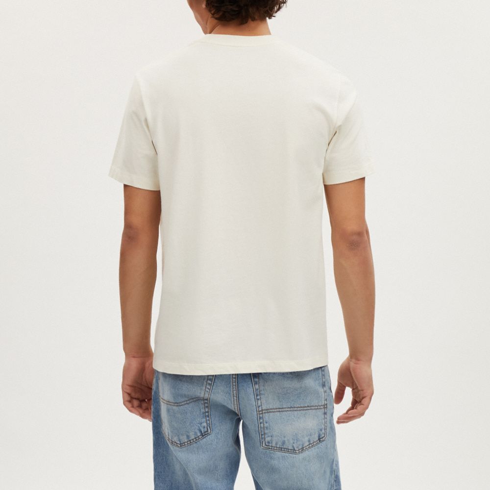 COACH®,NEW YORK T-SHIRT IN ORGANIC COTTON,cotton,Cream,Scale View