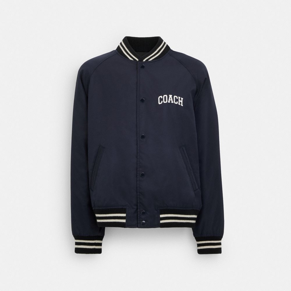 COACH®,VESTE SCOUT EN NYLON RECYCLÉ,coton,Bleu marine,Front View