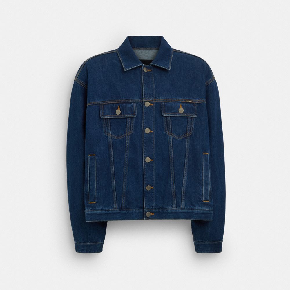 COACH®,DENIM  JACKET,Dark Wash,Front View