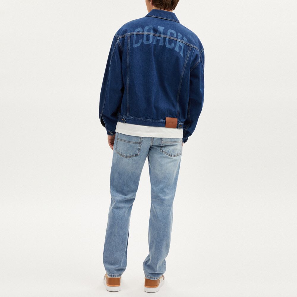 COACH®,DENIM  JACKET,Dark Wash,Scale View