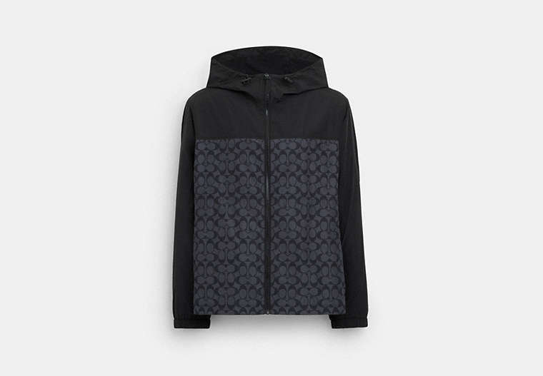 Coach Outlet Signature Full Zip Windbreaker In Charcoal Signature
