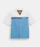 COACH®,SCOUT SHIRT IN ORGANIC COTTON,cotton,Blue Multicolor,Front View