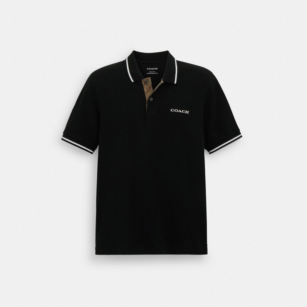 COACH®,SIGNATURE POLO,cotton,Black,Front View