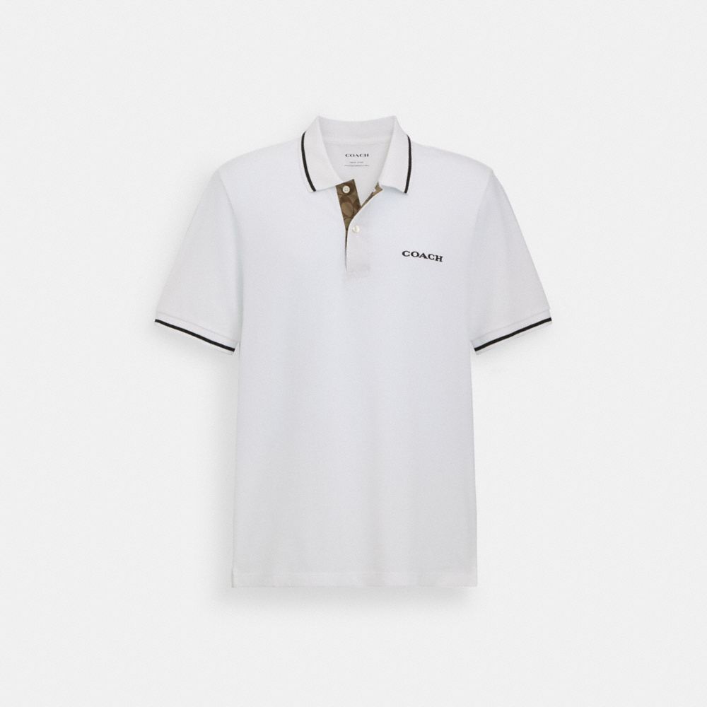 COACH®,SIGNATURE POLO,White,Front View image number 0
