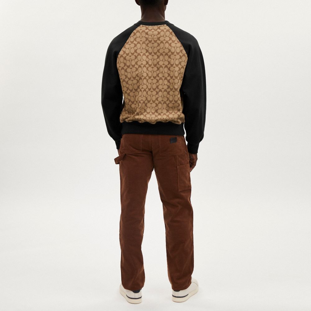 COACH®,SIGNATURE CREWNECK SWEATSHIRT,cotton,Khaki Signature,Scale View