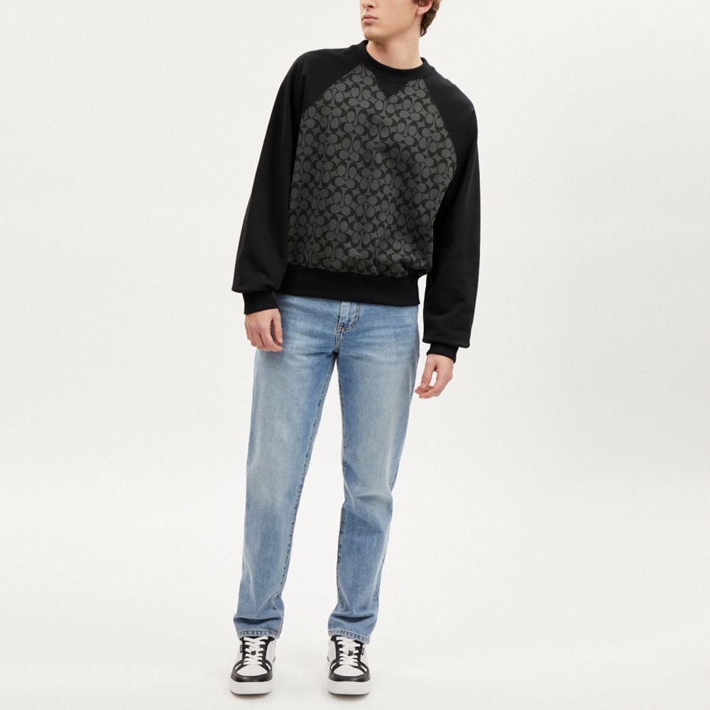 COACH®,SIGNATURE CREWNECK SWEATSHIRT,Charcoal Signature,Scale View