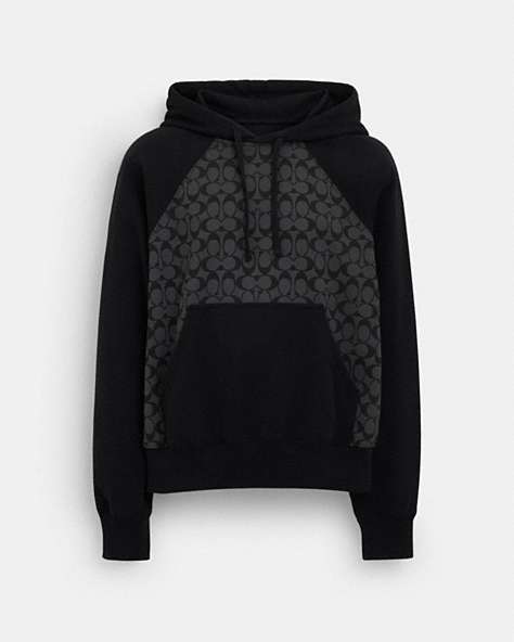 COACH®,SIGNATURE HOODIE,cotton,Charcoal Signature,Front View