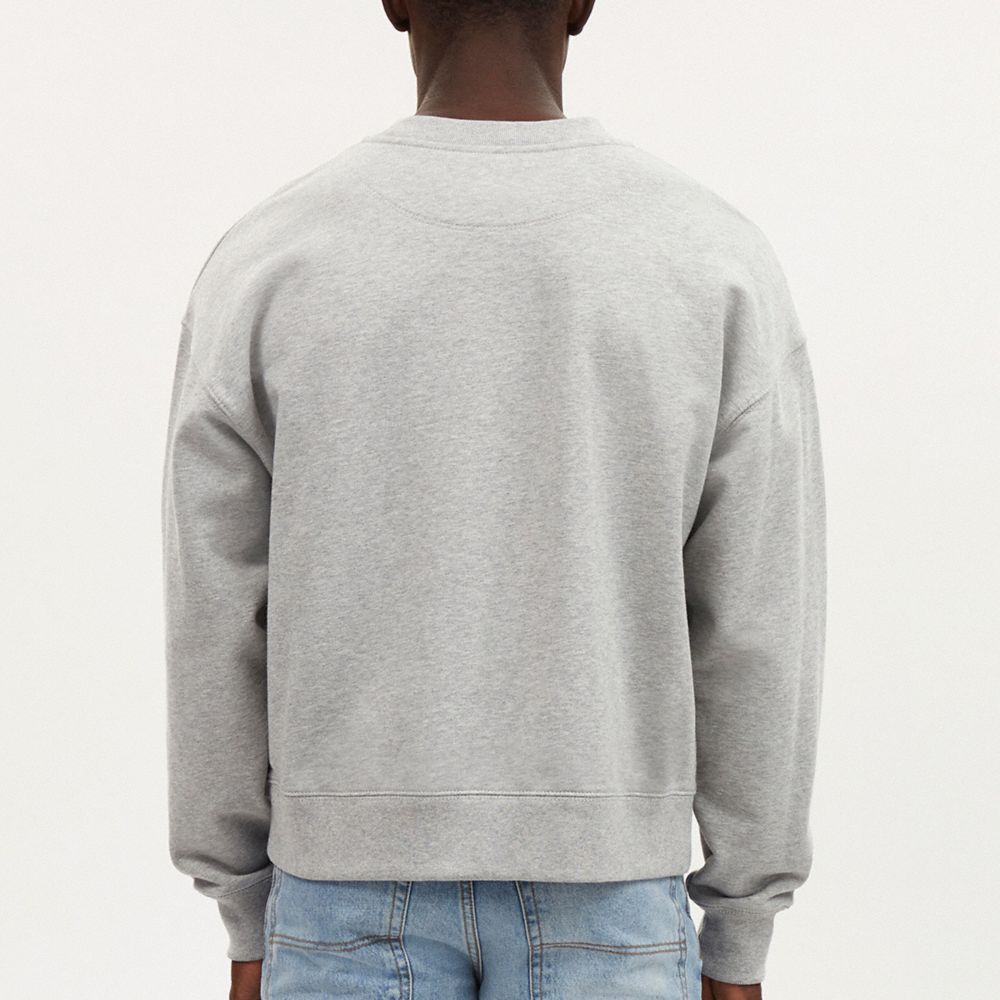 COACH®,CHECKERBOARD CREWNECK SWEATSHIRT,Heather Grey,Scale View