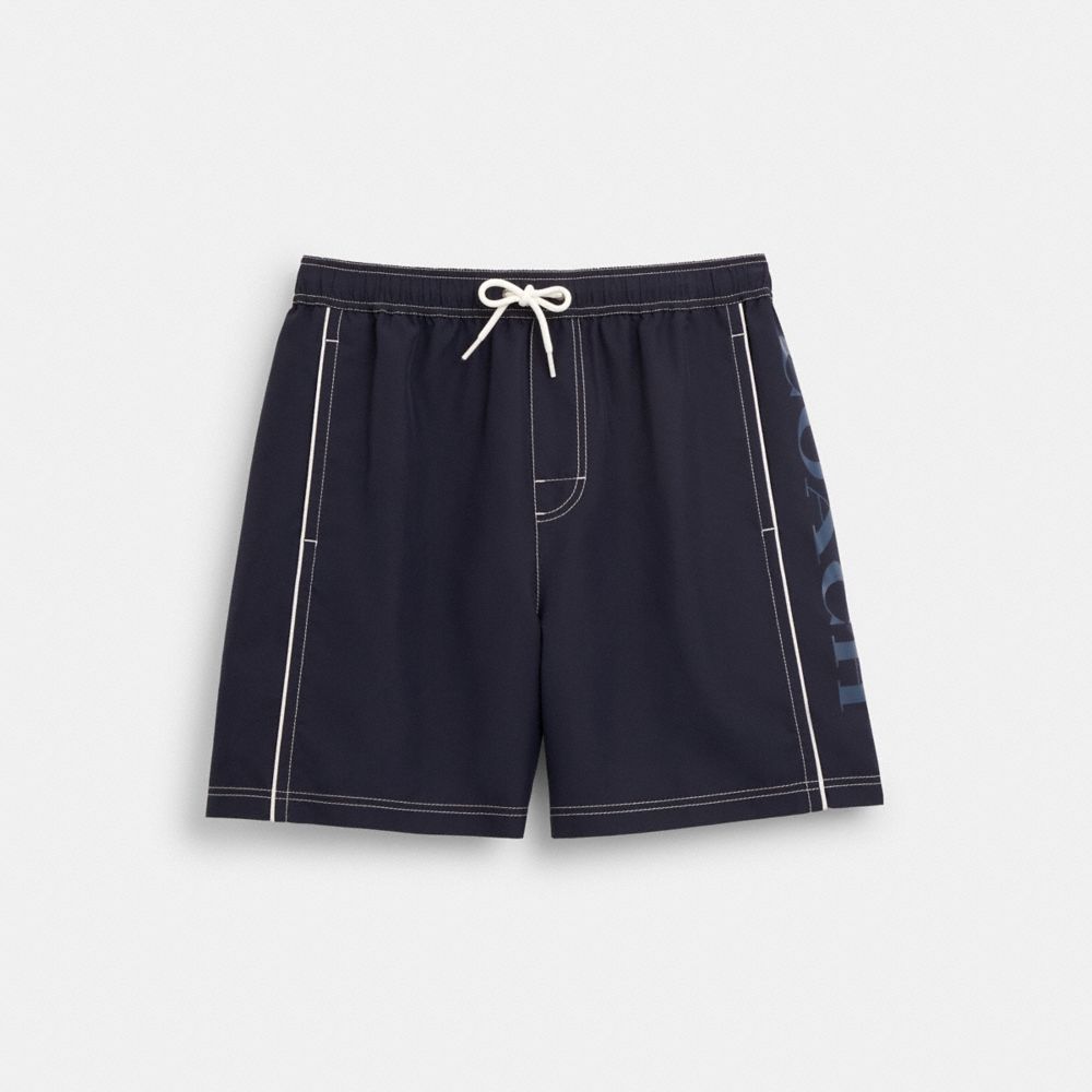 COACH®,SHORTS DE BAIN,Coton,Bleu marine,Front View