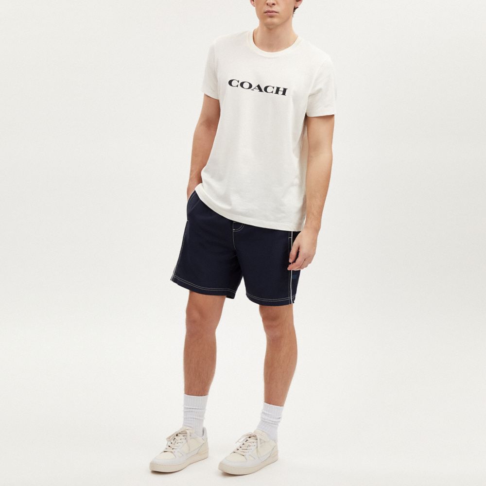 COACH®,SHORTS DE BAIN,Coton,Bleu marine,Scale View