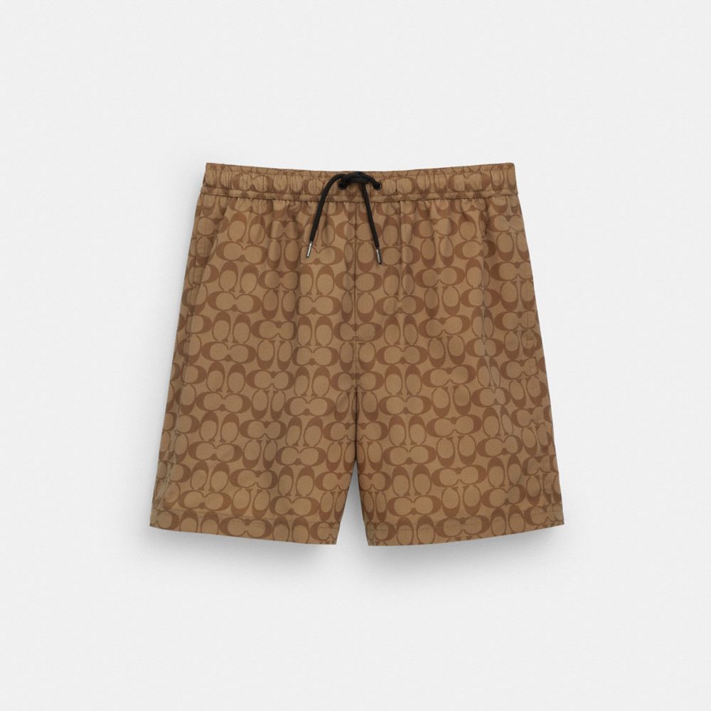 Coach Outlet Signature Swim Trunks In Brown