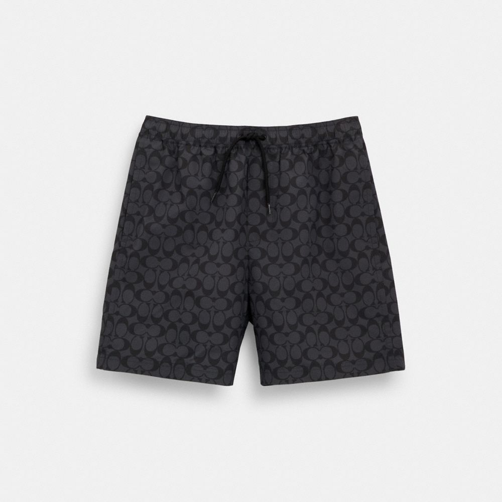 COACH®,SIGNATURE SWIM TRUNKS,Charcoal Signature,Front View