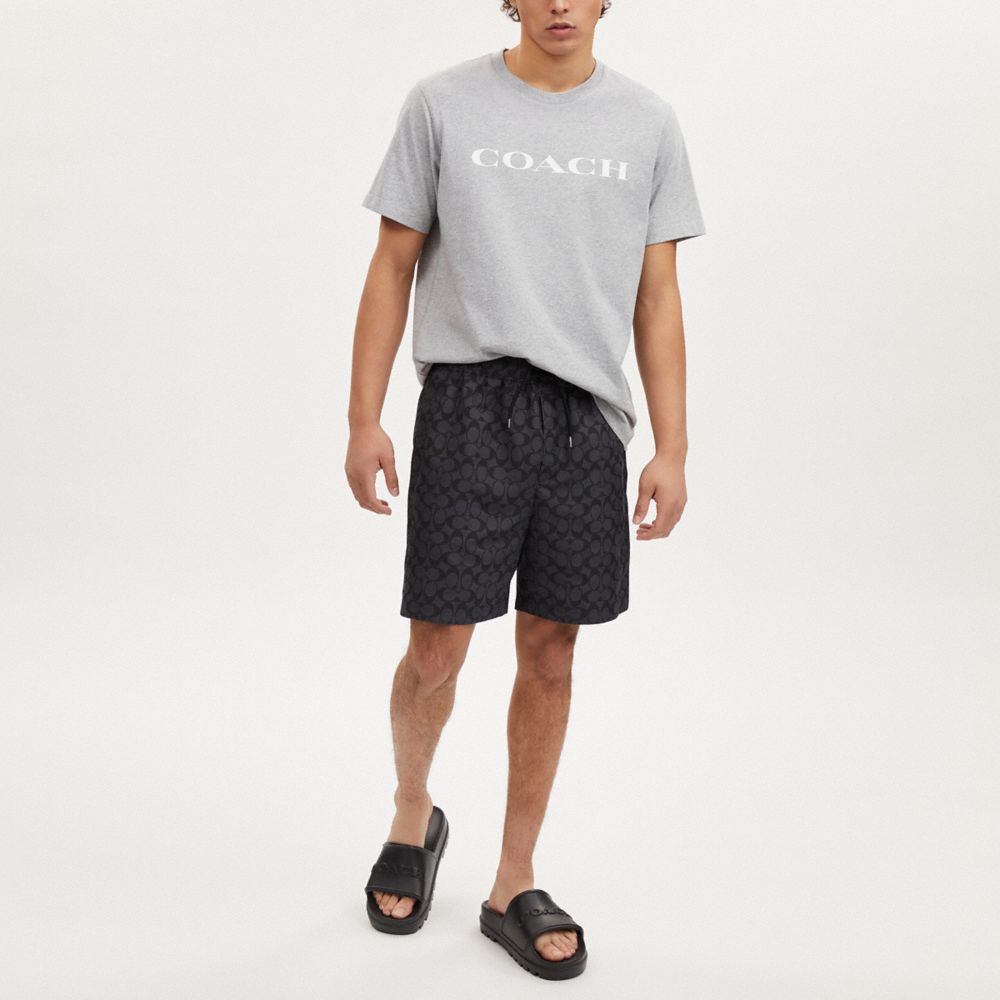 COACH®,SIGNATURE SWIM TRUNKS,Charcoal Signature,Scale View