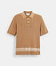 COACH®,KNIT POLO,cotton,Brown,Front View