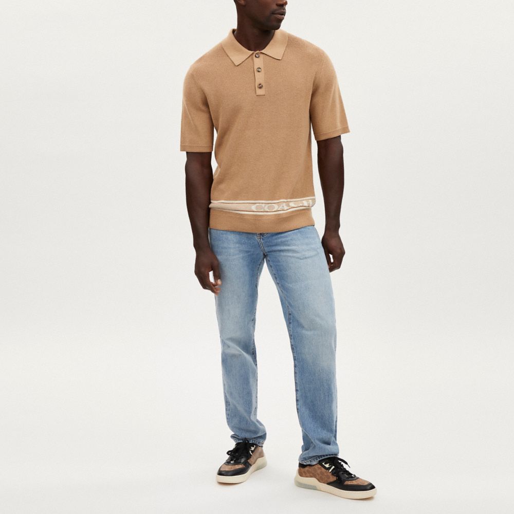 COACH®,KNIT POLO,Brown,Scale View