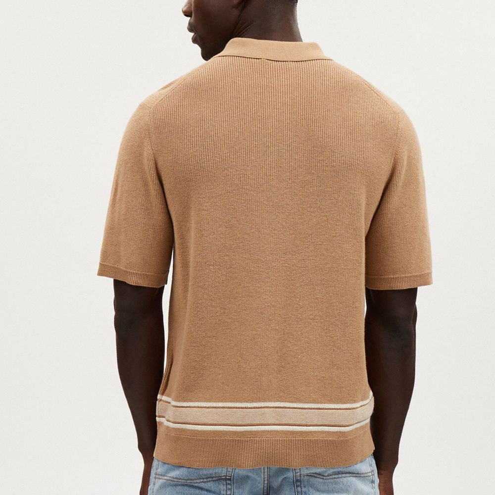 COACH®,KNIT POLO,Brown,Scale View