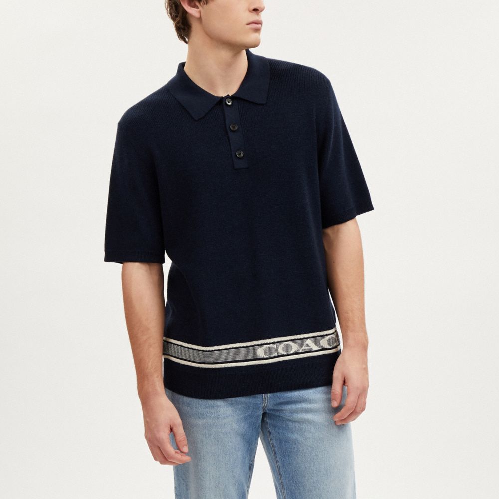 COACH®,KNIT POLO,Navy,Scale View