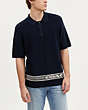 COACH®,KNIT POLO,cotton,Navy,Scale View