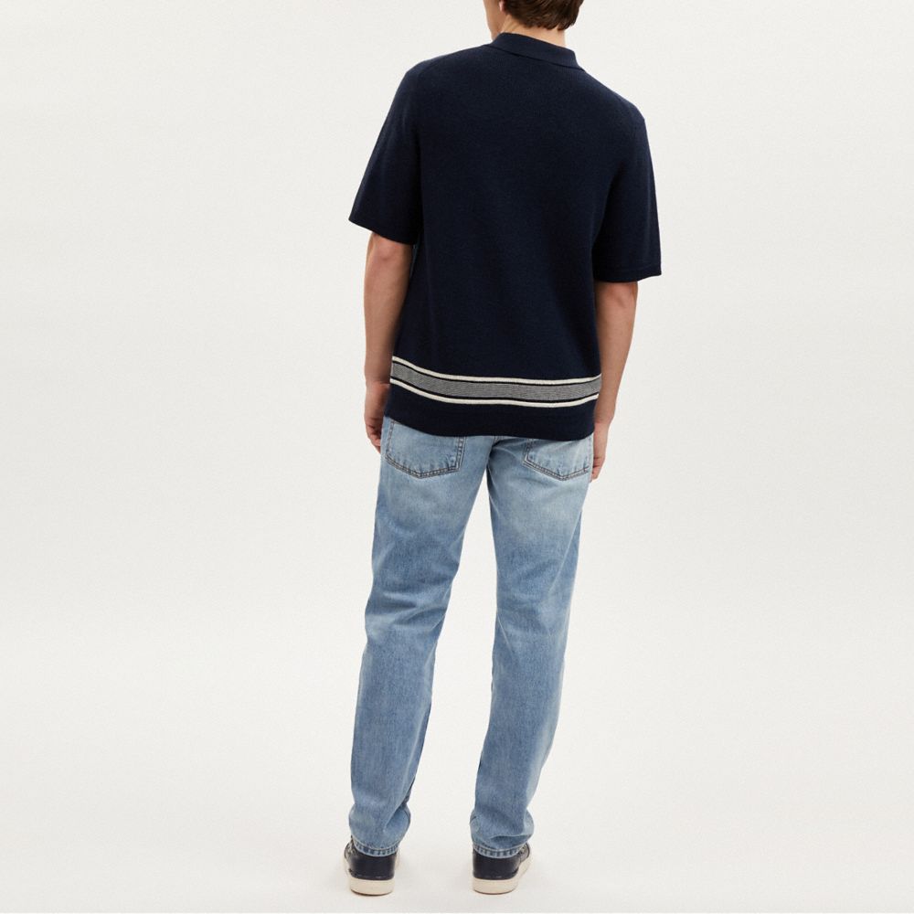 COACH®,KNIT POLO,Navy,Scale View