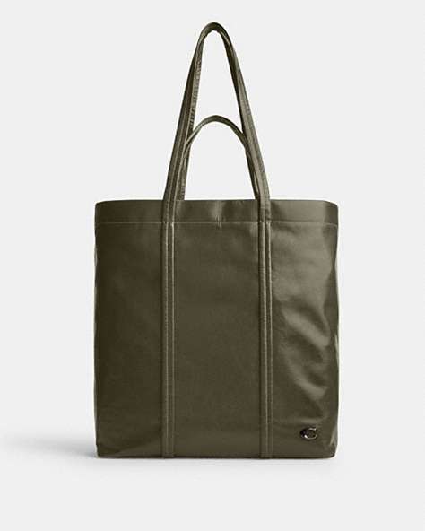 COACH®,HALL TOTE,Leather,Army Green,Front View