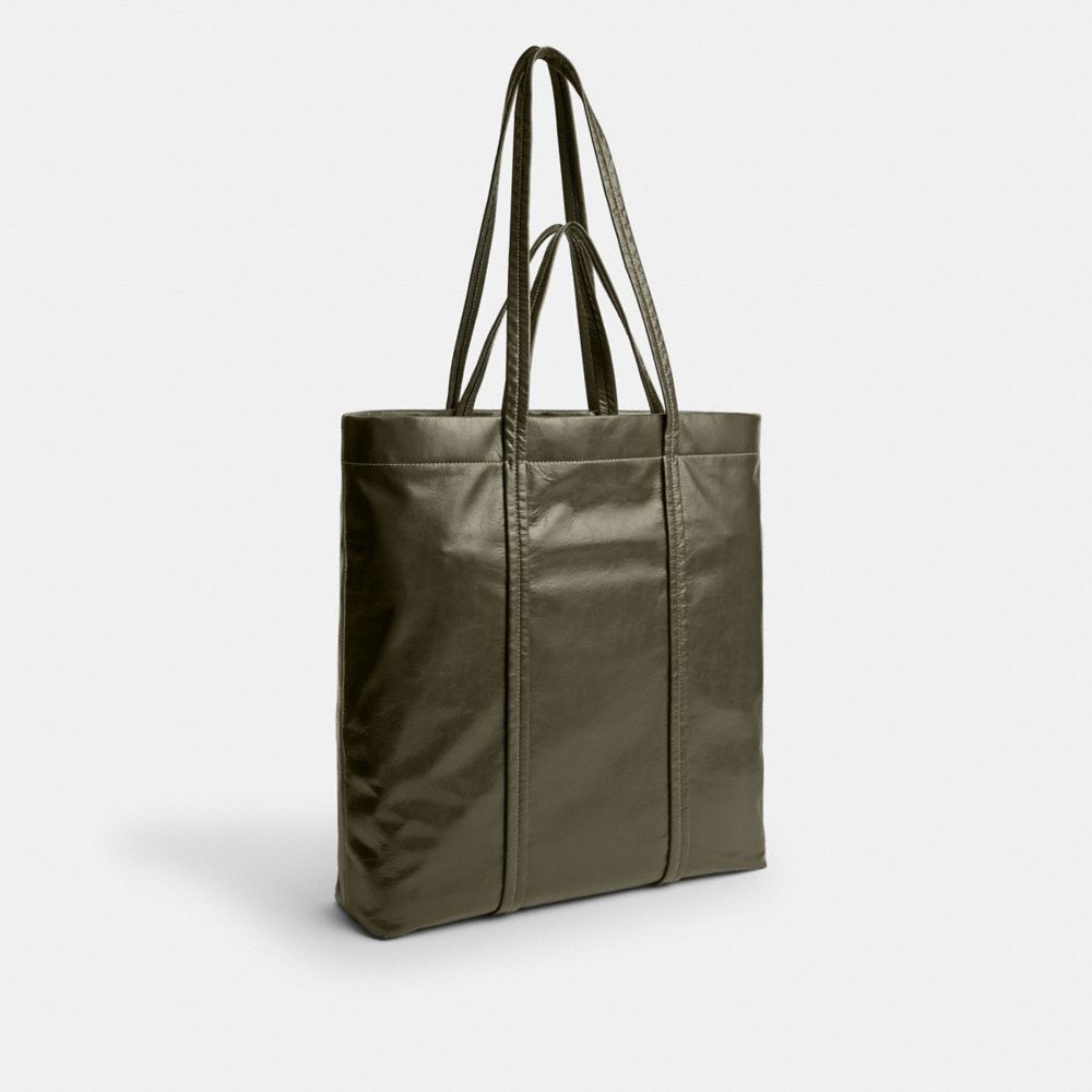 COACH®,HALL TOTE BAG,Leather,Large,Army Green,Angle View