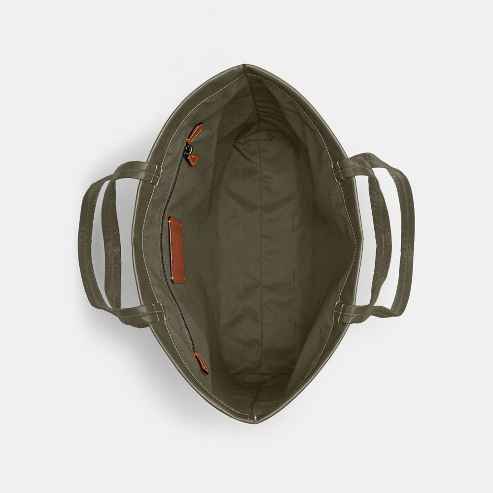 COACH®,Hall Tote Bag,Leather,Tote,Logo,Metal,Casual,Olive,Inside View,Top View