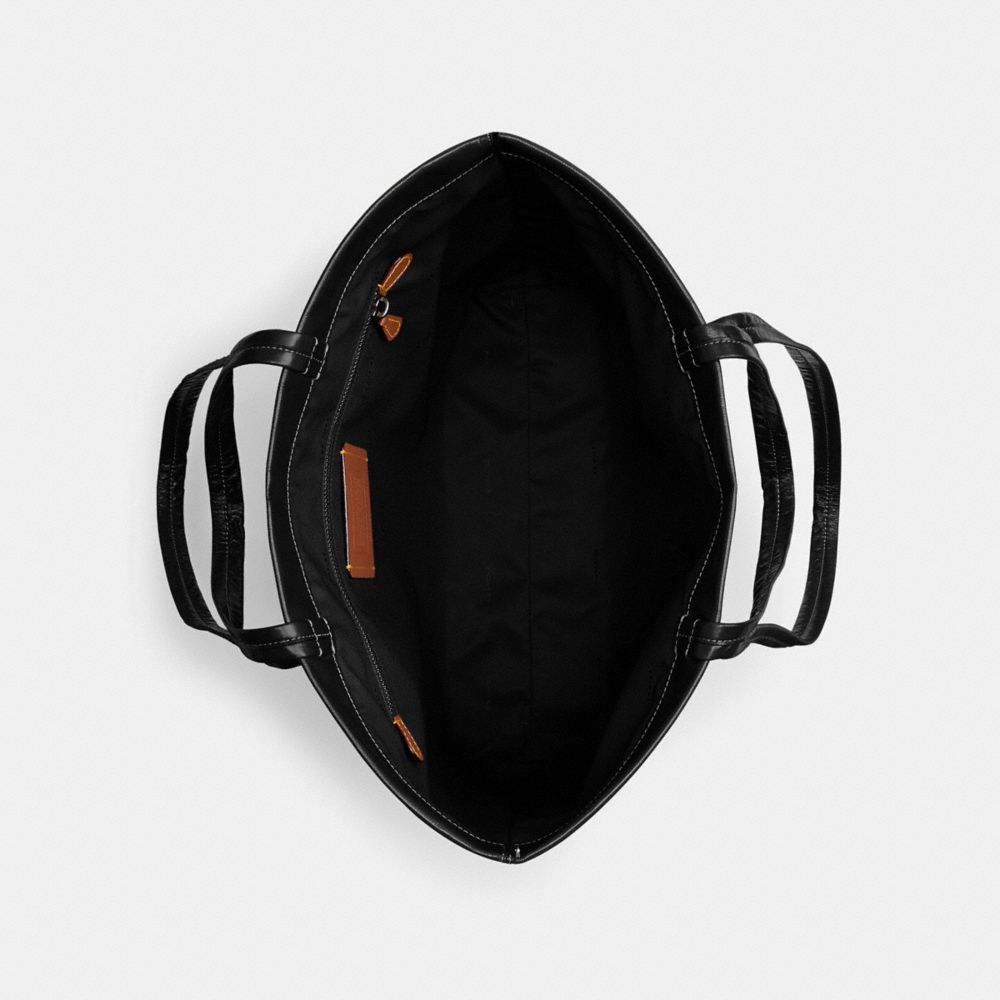 COACH®,Hall Tote Bag,Leather,Tote,Logo,Metal,Casual,Black,Inside View,Top View