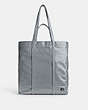 COACH®,HALL TOTE,Leather,Grey Blue,Front View