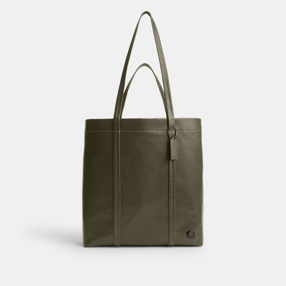 COACH®,HALL TOTE BAG 33,Leather,Large,Army Green,Front View