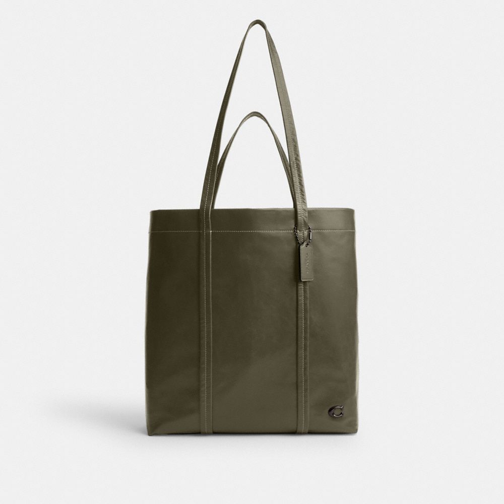 COACH®,HALL TOTE BAG 33,Leather,Large,Army Green,Front View image number 0