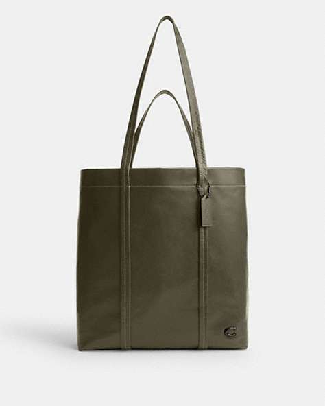 COACH®,HALL TOTE 33,Leather,Large,Army Green,Front View
