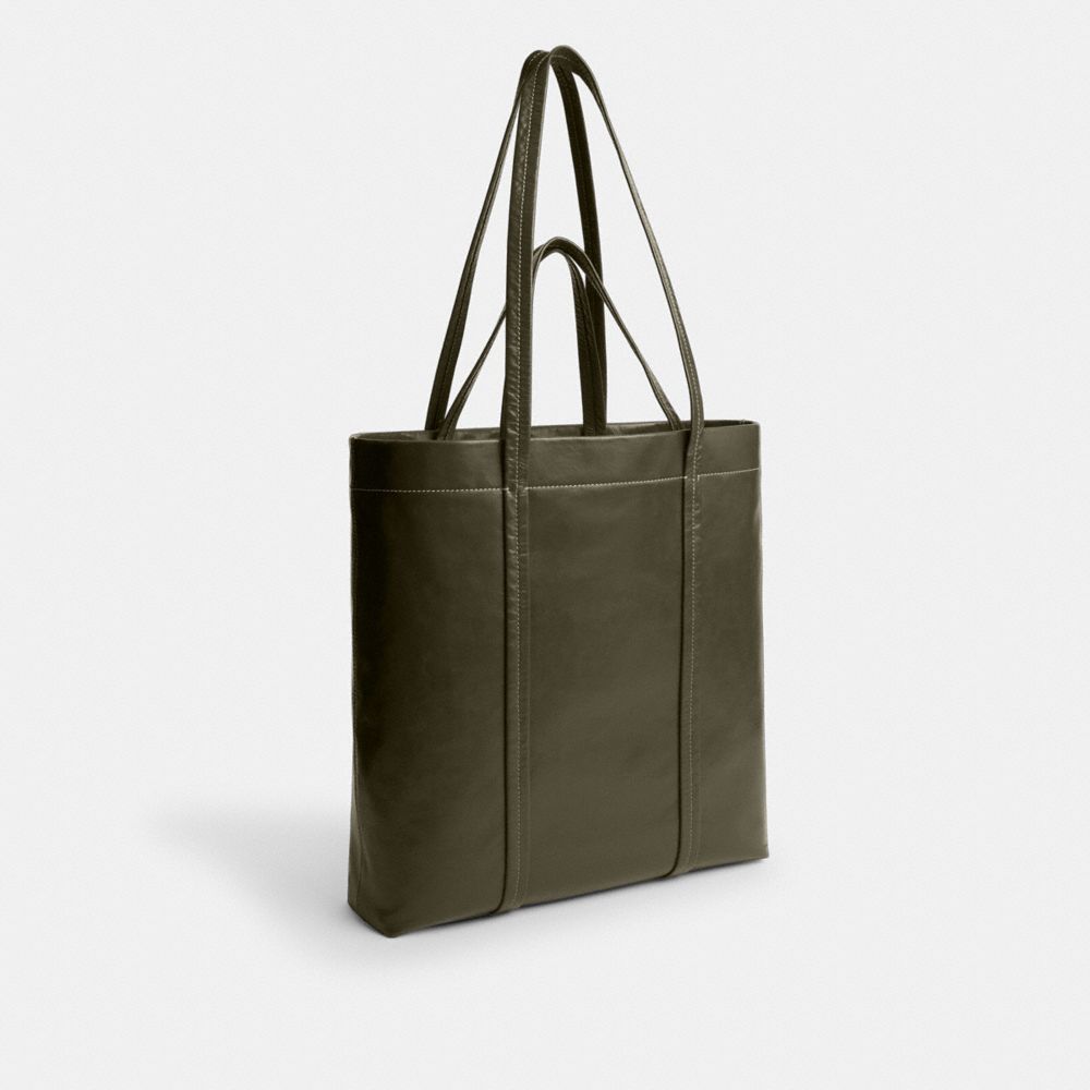 COACH®,HALL TOTE BAG 33,Leather,Large,Army Green,Angle View