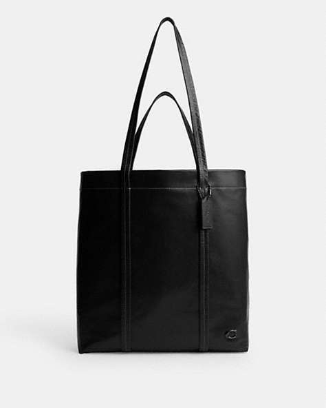 COACH®,HALL TOTE 33,Leather,Large,Black,Front View