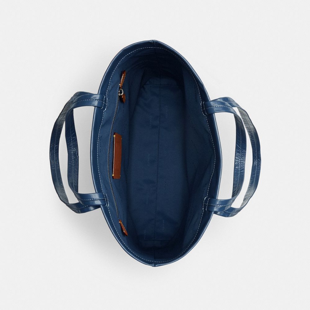 COACH®,Hall Tote Bag 33,Leather,Tote,Logo,Casual,Blue,Inside View,Top View
