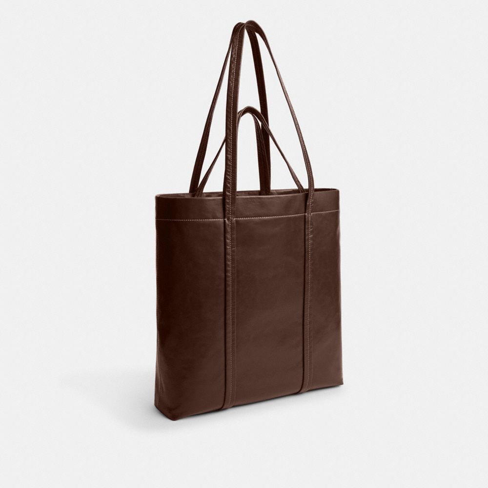 COACH®,Hall Tote Bag 33,Leather,Tote,Metal,Logo,Casual,Brown,Angle View