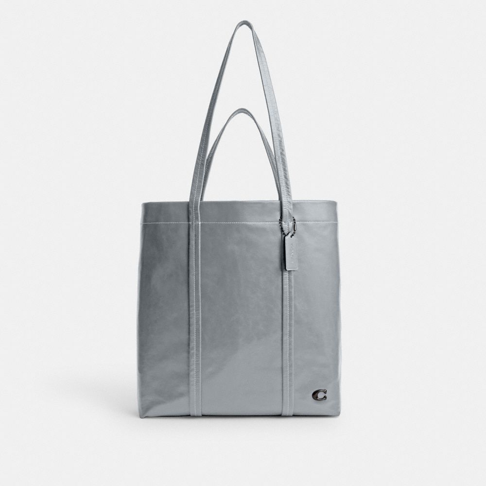 COACH®,HALL TOTE BAG 33,Leather,Large,Grey Blue,Front View