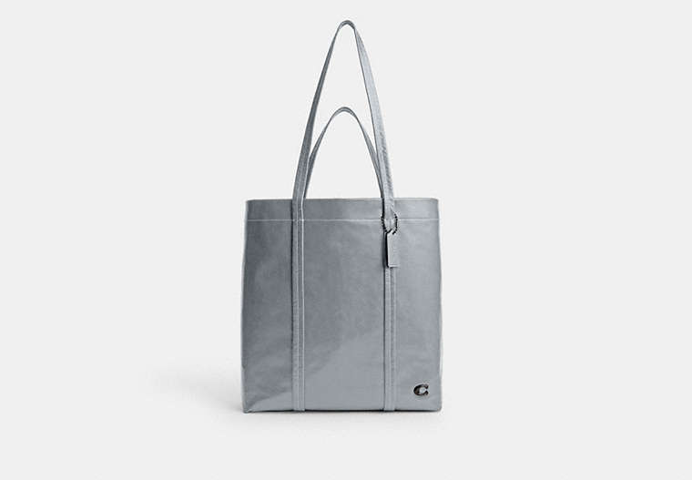 COACH®,HALL TOTE 33,Leather,Large,Grey Blue,Front View