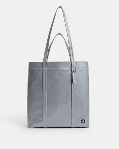 COACH®,HALL TOTE BAG 33,Leather,Large,Grey Blue,Front View