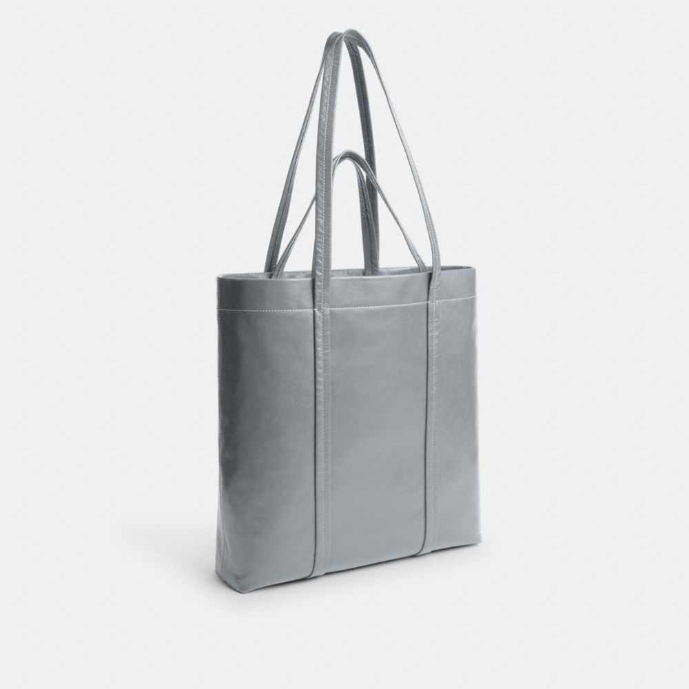 COACH®,HALL TOTE BAG 33,Leather,Large,Grey Blue,Angle View