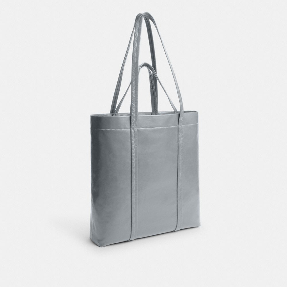 COACH®,CABAS HALL 33,Cuir,Bleu gris,Angle View